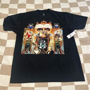Ripple Junction Black Graphic Short-Sleeve Tee with Multicolor Ornate Print